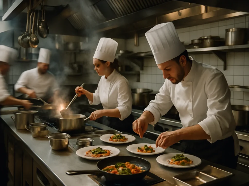 Busy restaurant kitchen team during peak service Bitreport