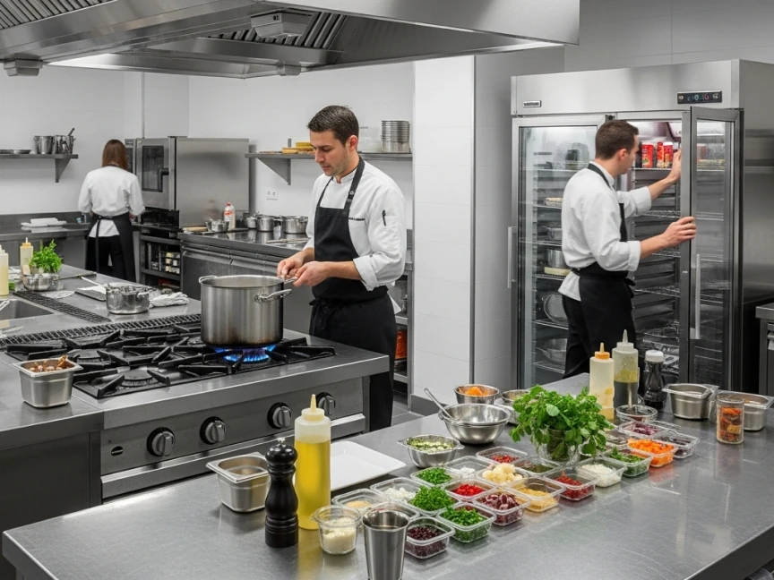 Chefs preparing kitchen and mise en place Bitreport