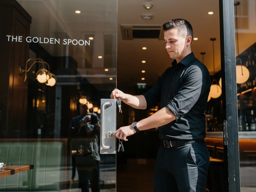 Restaurant opening and unlocking doors Bitreport